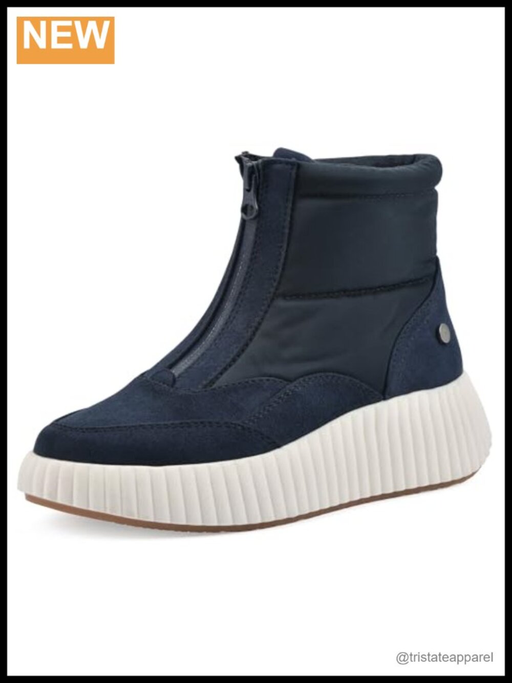 Women's Ankle Bootie Platform High-Top Sneaker Water Resistant Zip Closure